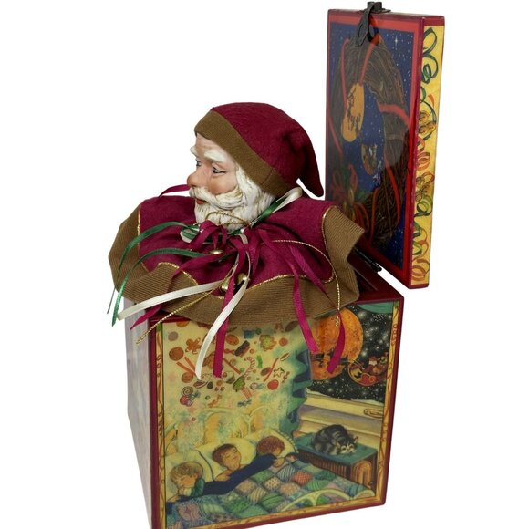 VTG 1986 Enesco Santa Jack-in-the-Box Musical ’Twas the Night Before Christmas - Picture 5 of 10